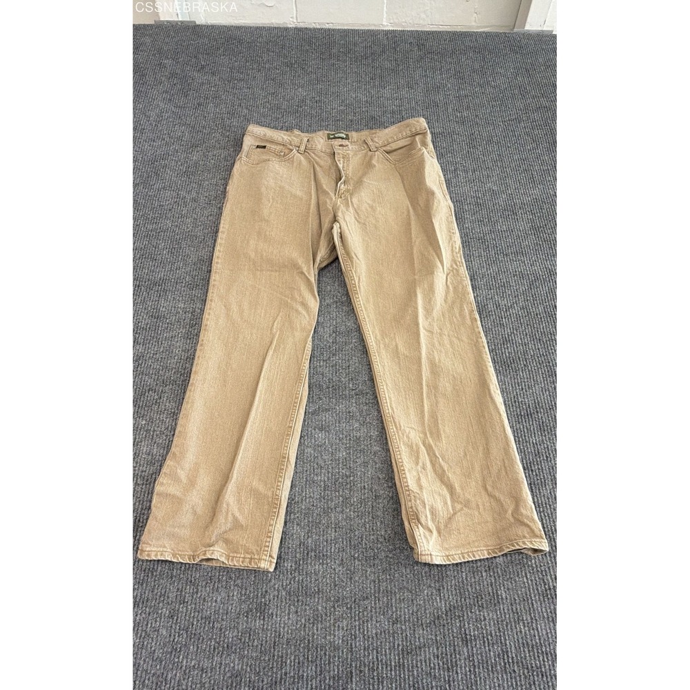 Lee Men's Tan Premium Select Relaxed Fit Straight Leg Stretch Jeans Sz 42x30
